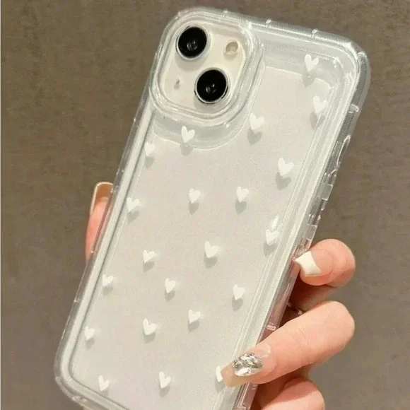 ⚠️Clearance iPhone 15/Pro/Pro Max White Hearts Phone Case - Picture 4 of 4